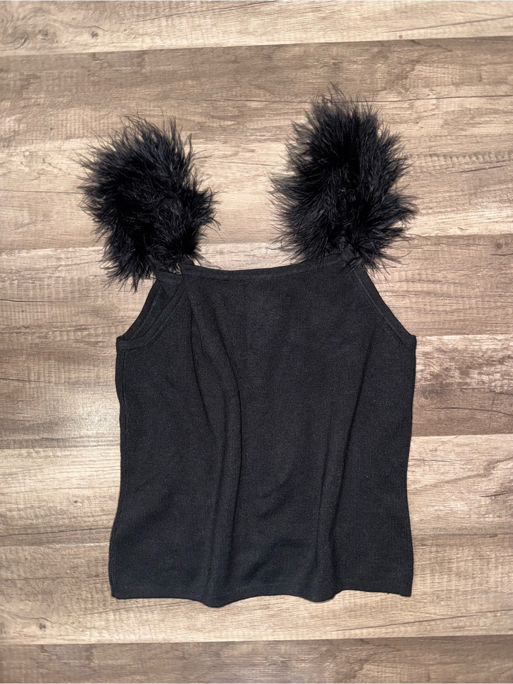 Joseph A Black Feather-Trim Camisole Tank